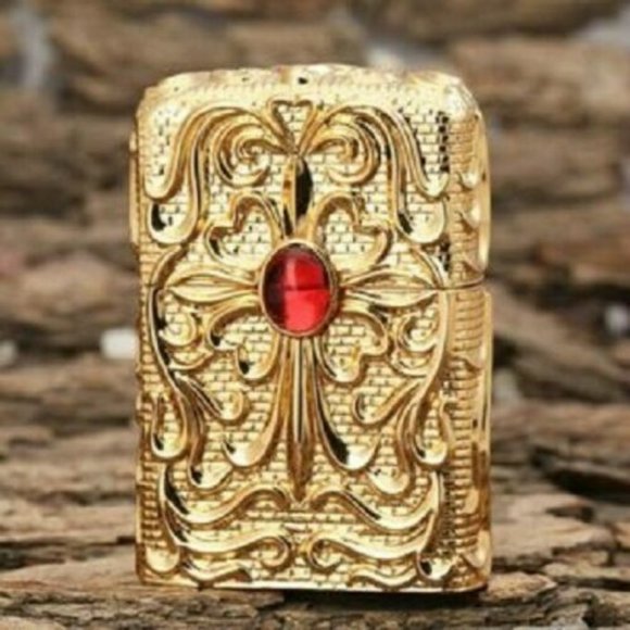 Heavy Multisided Jacketed Gold Jeweled Zippo Lighter - Picture 1 of 1